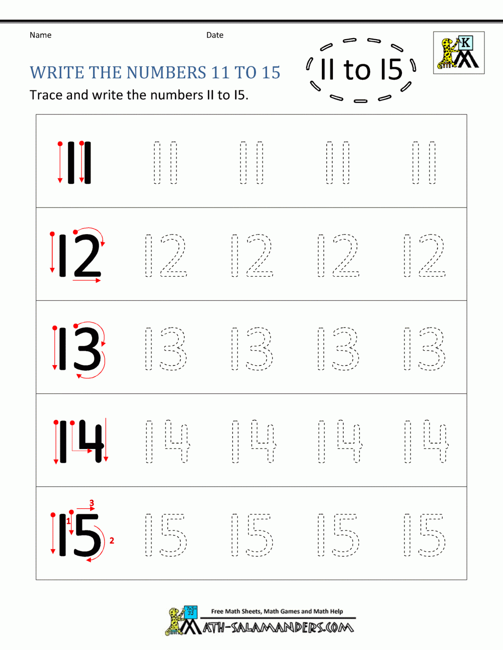 Number Tracing Worksheets 11 20 NumbersWorksheet Number Tracing Worksheets 11 20 NumbersWorksheet