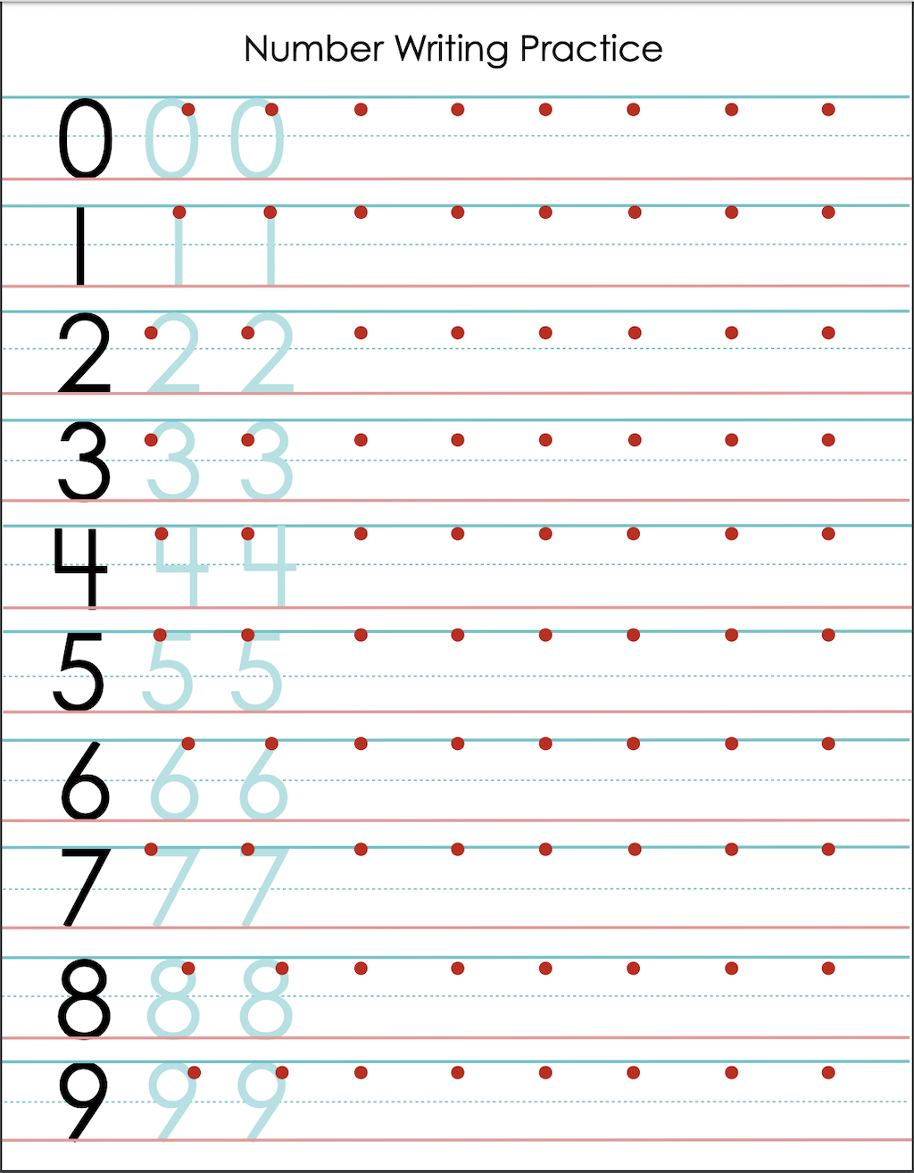 Number Writing Practice Sheet Free Printable From 