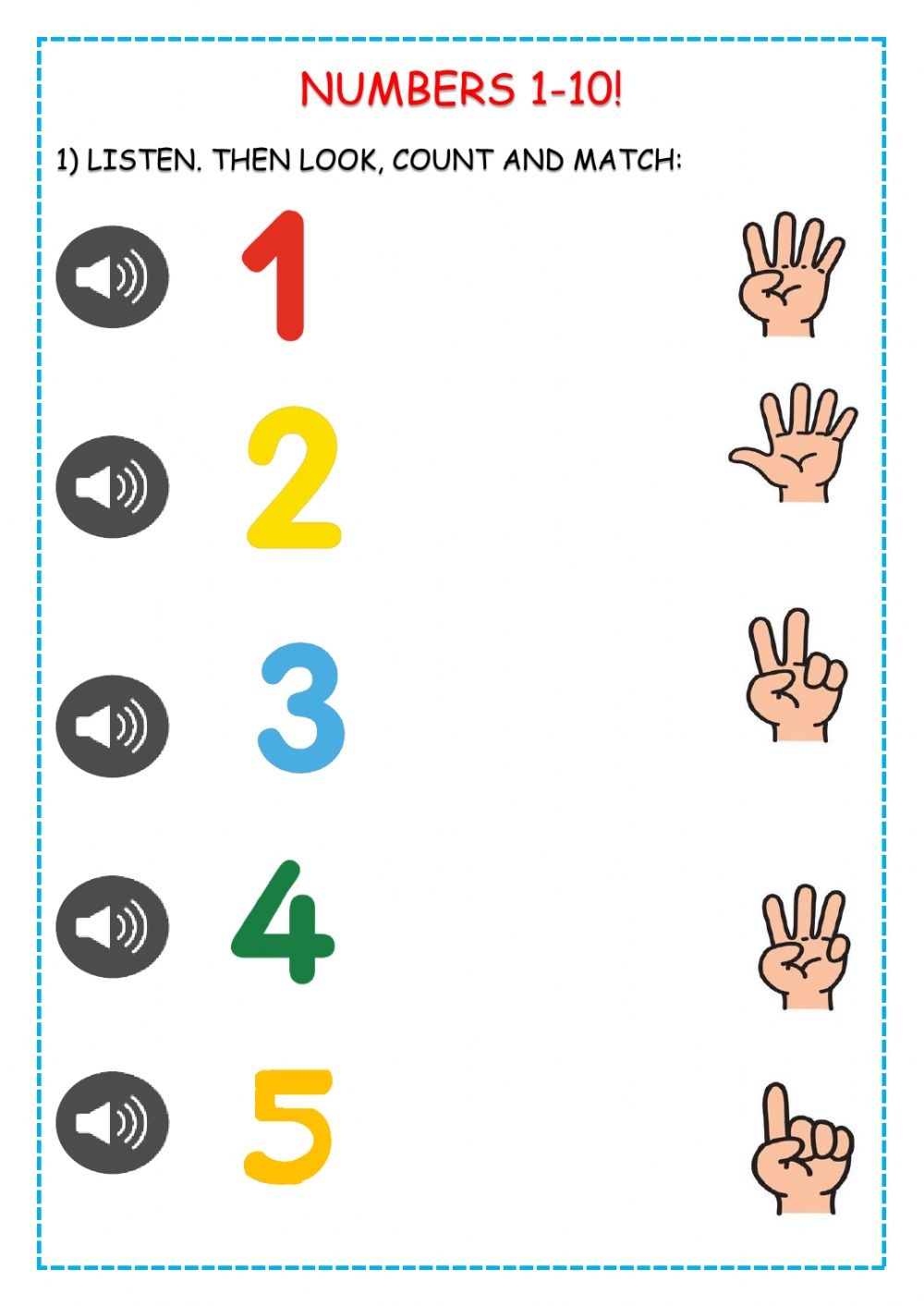 Numbers 1 10 Online Worksheet For Kindergarten