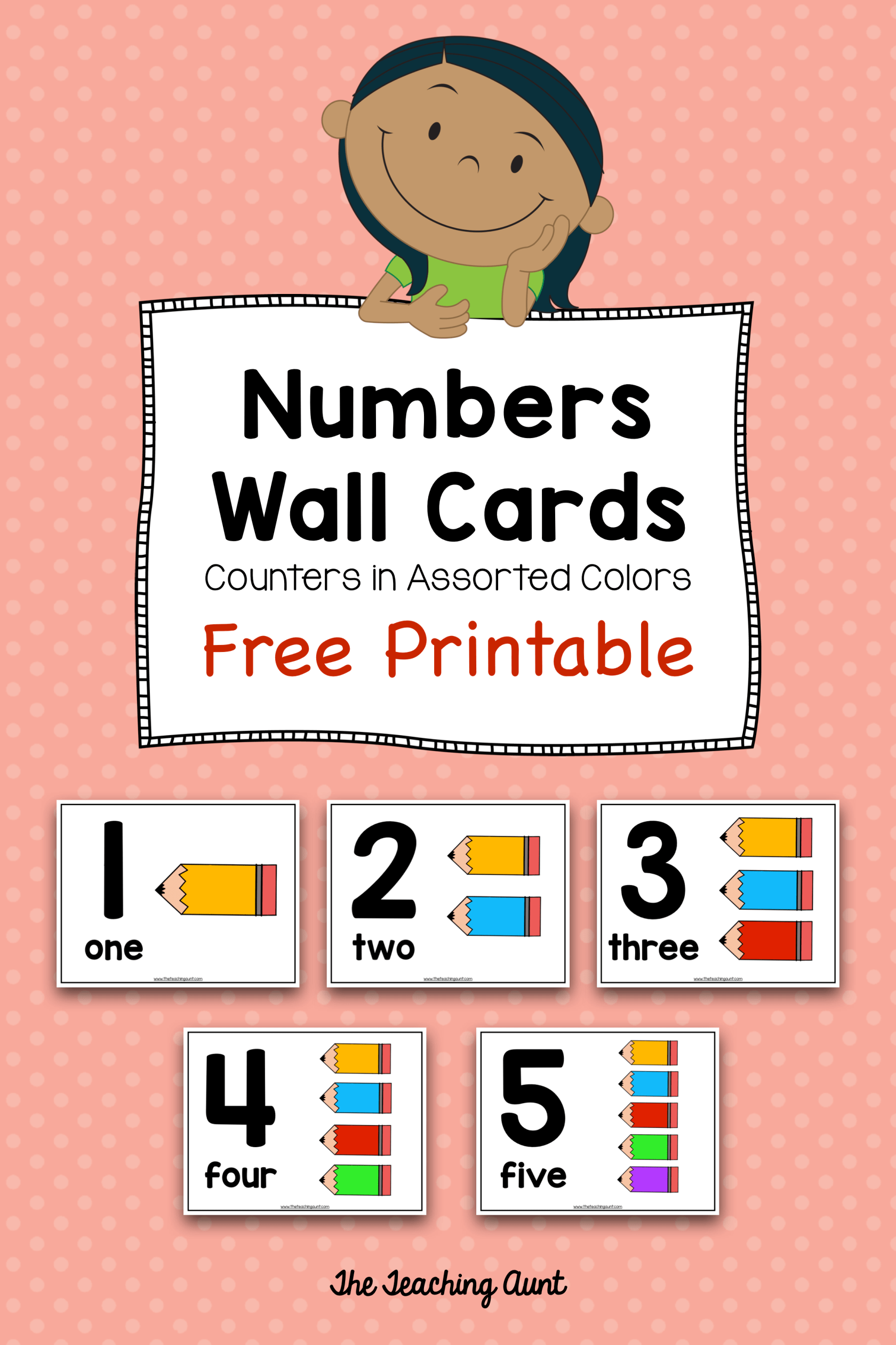 Numbers 1 10 Wall Cards Free Printable The Teaching Aunt 