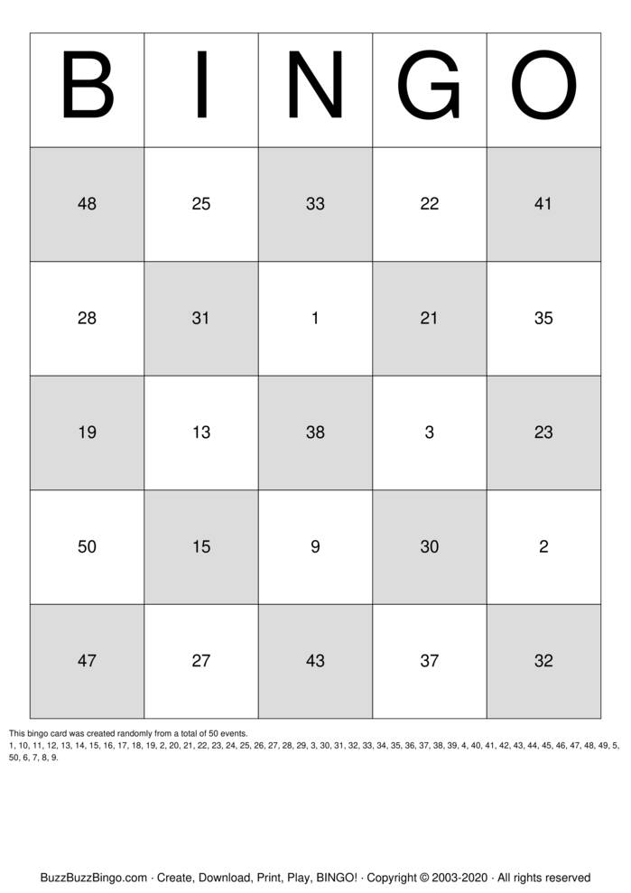 Numbers 1 50 Bingo Cards To Download Print And Customize 