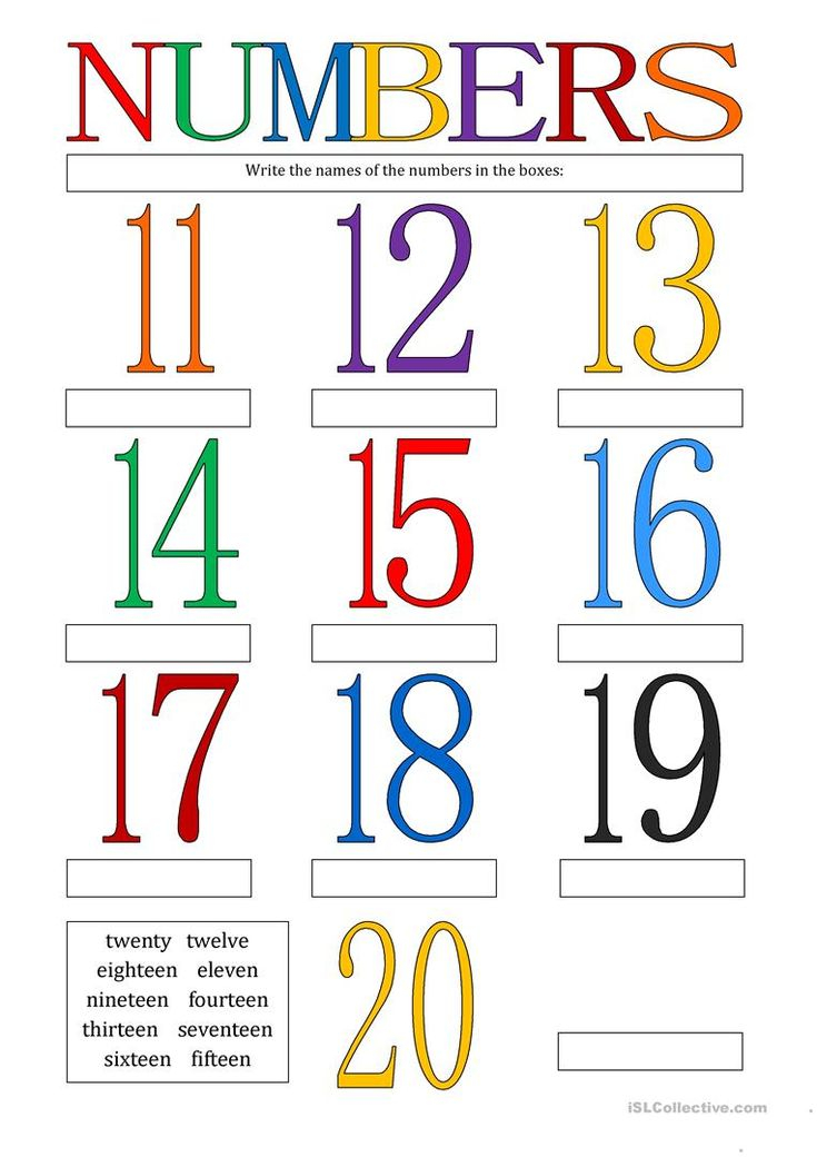 Numbers 11 20 English Esl Worksheets Number Words 