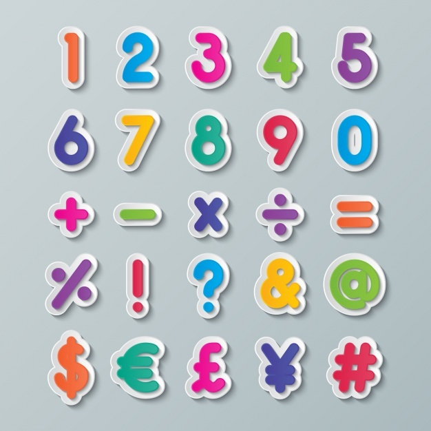 Numbers And Symbols Of Colors Vector Free Download