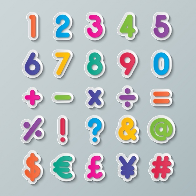 Numbers And Symbols Of Colors Vector Free Download Numbers And Symbols Of Colors Vector Free Download