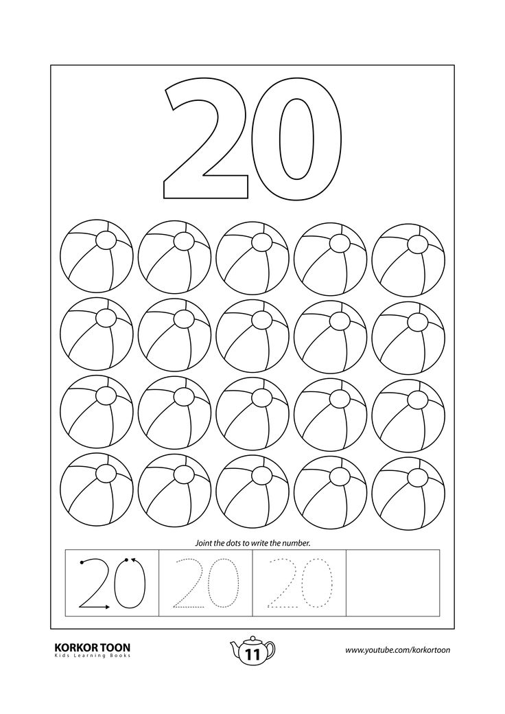 Numbers Coloring Book For Kids Number 20 Coloring 