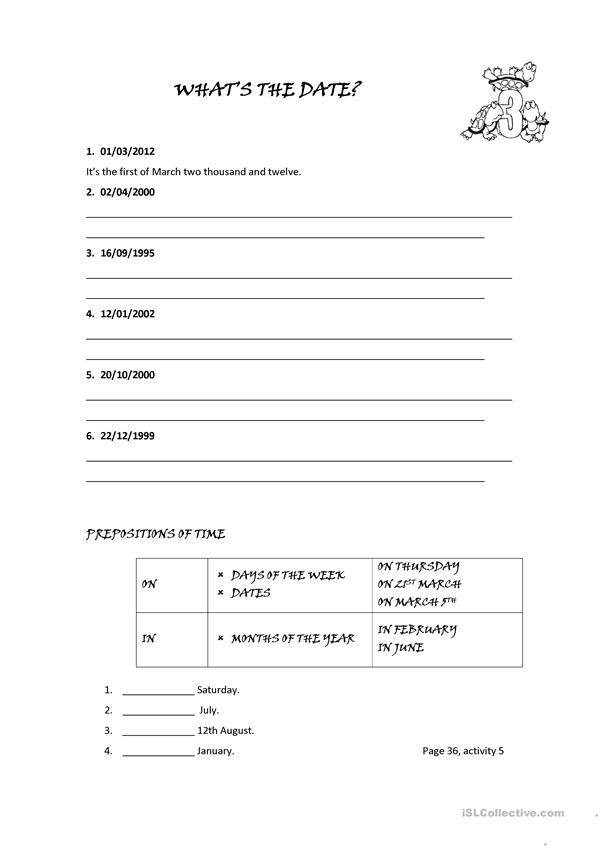 ORDINAL NUMBERS AND DATES Worksheet Free ESL Printable 