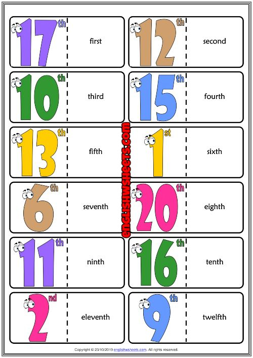 Ordinal Numbers ESL Printable Vocabulary Worksheets In 2020