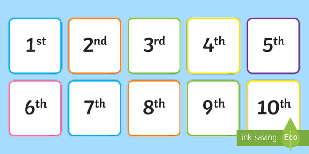 Ordinal Numbers To Ten Flashcards teacher Made 