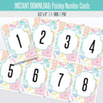 Paisley Live Number Cards 1 999 8 5x11 Printable