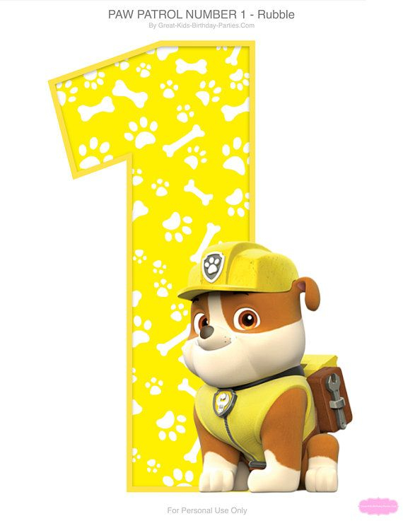 PAW PATROL CENTERPIECE Number 1 Rubble Paw Patrol 