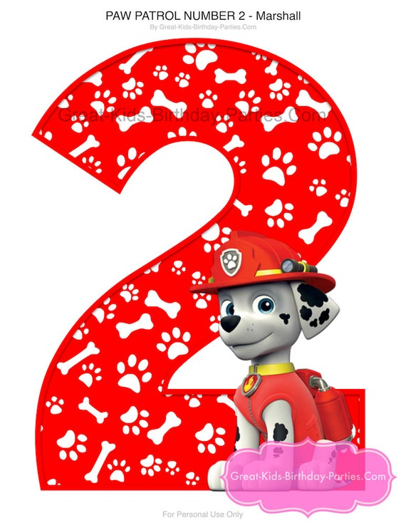 PAW PATROL CENTERPIECE Number 2 Marshall Paw Patrol Printable