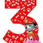 PAW PATROL CENTERPIECE Number 3 Marshall Paw Patrol Printable