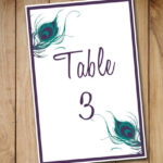 Peacock Wedding Table Number Template By PaintTheDayDesigns