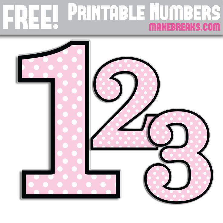 Pink Polkadot With Black Edge Printable Numbers 0 9 