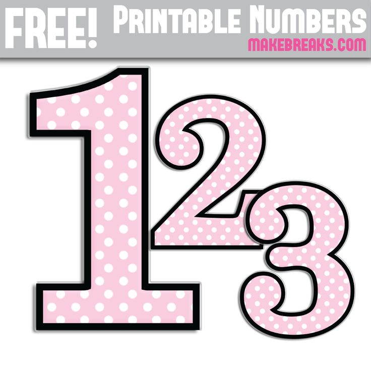 Pink Polkadot With Black Edge Printable Numbers 0 9