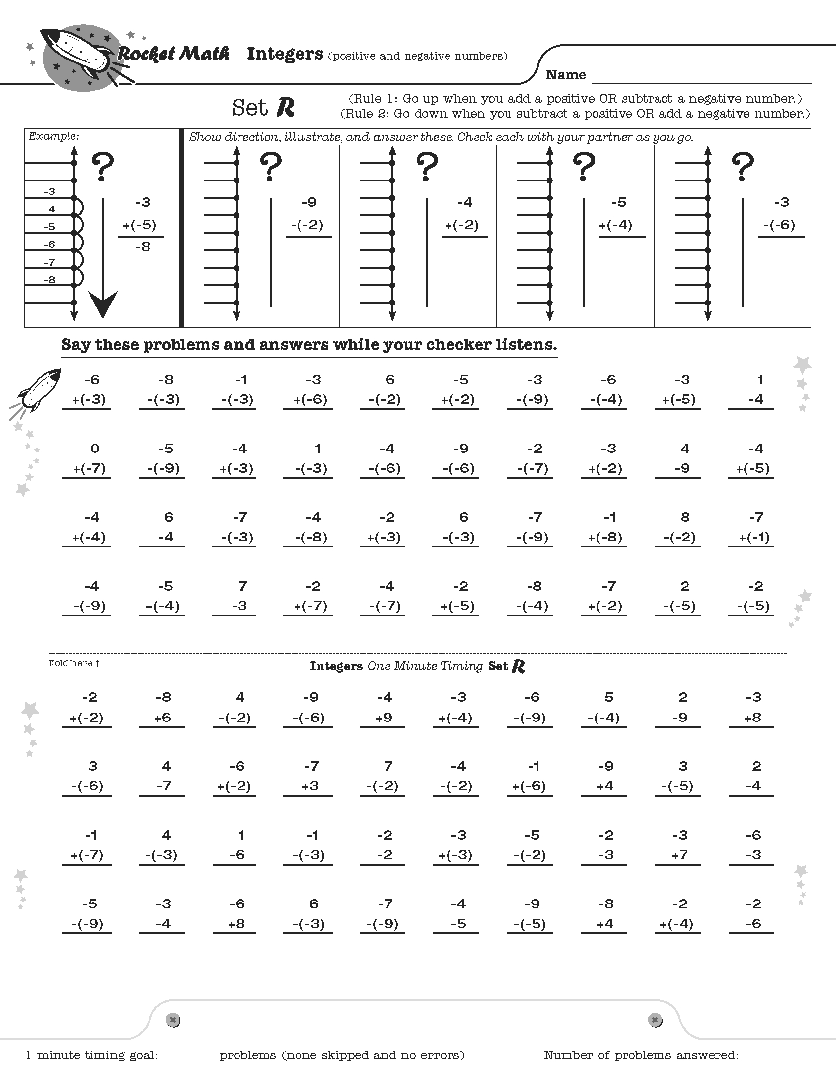 Positive And Negative Number Worksheets Free 