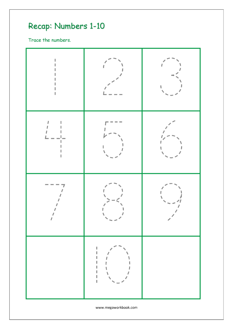 Pre K Worksheets Numbers 1 10 NumbersWorksheet