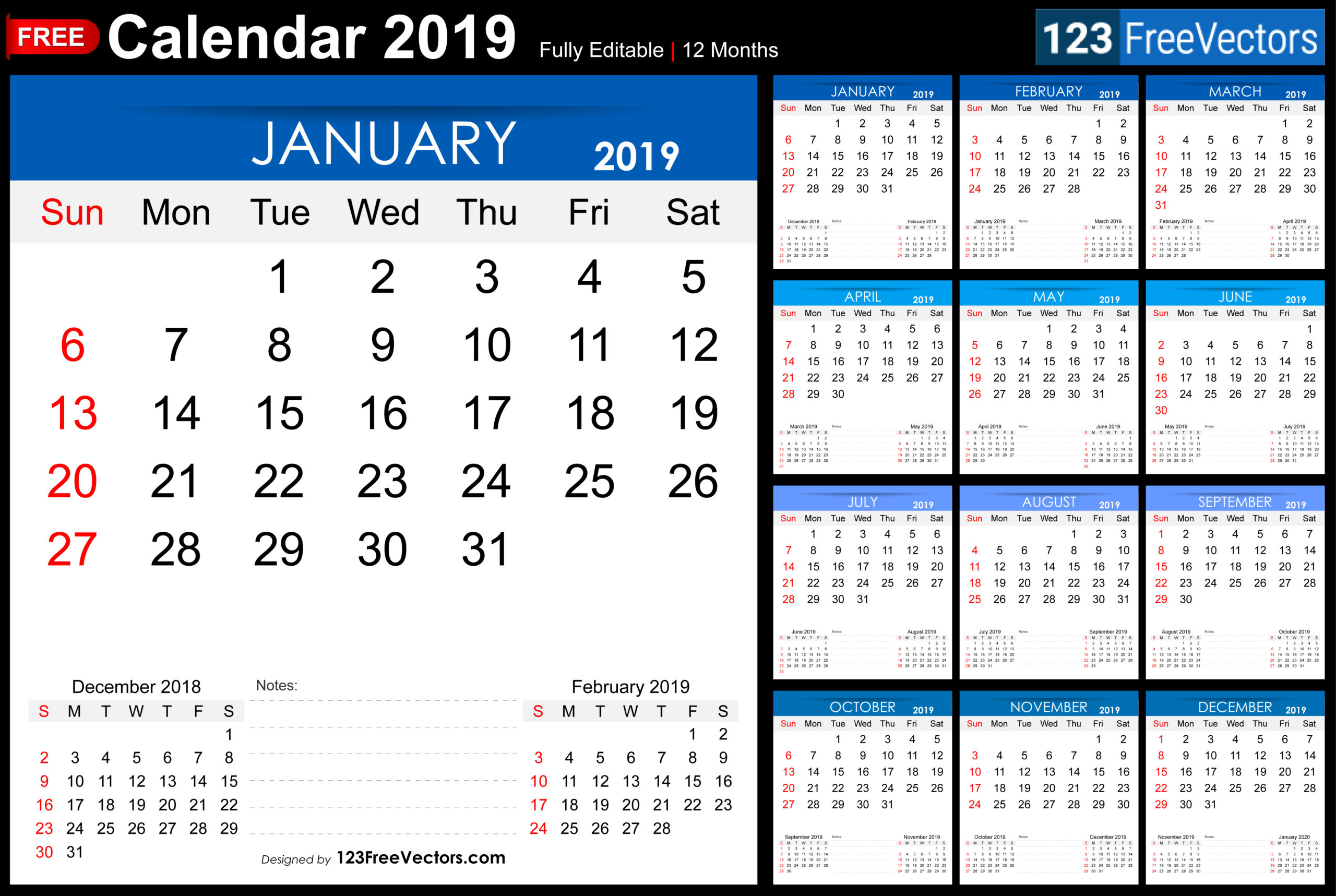 Printable 2019 Calendar With Week Numbers