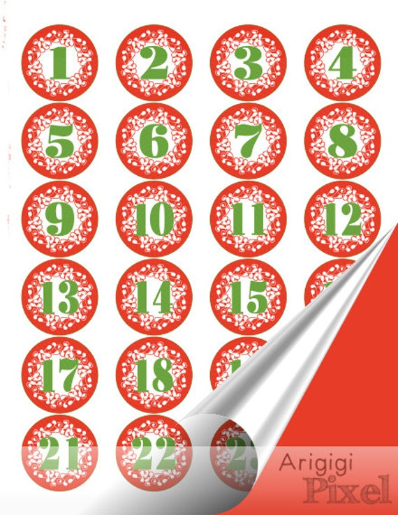 Printable Advent Calendar Numbers 1 25 Letters By ArigigiPixel