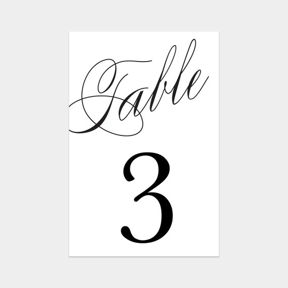 Printable Calligraphy Table Numbers By Fineanddandypaperie