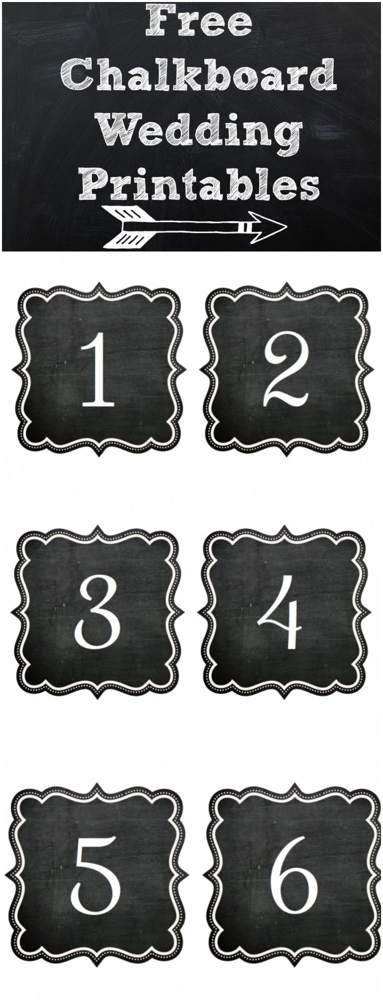 Printable Chalkboard Table Numbers Rustic Wedding Chic 