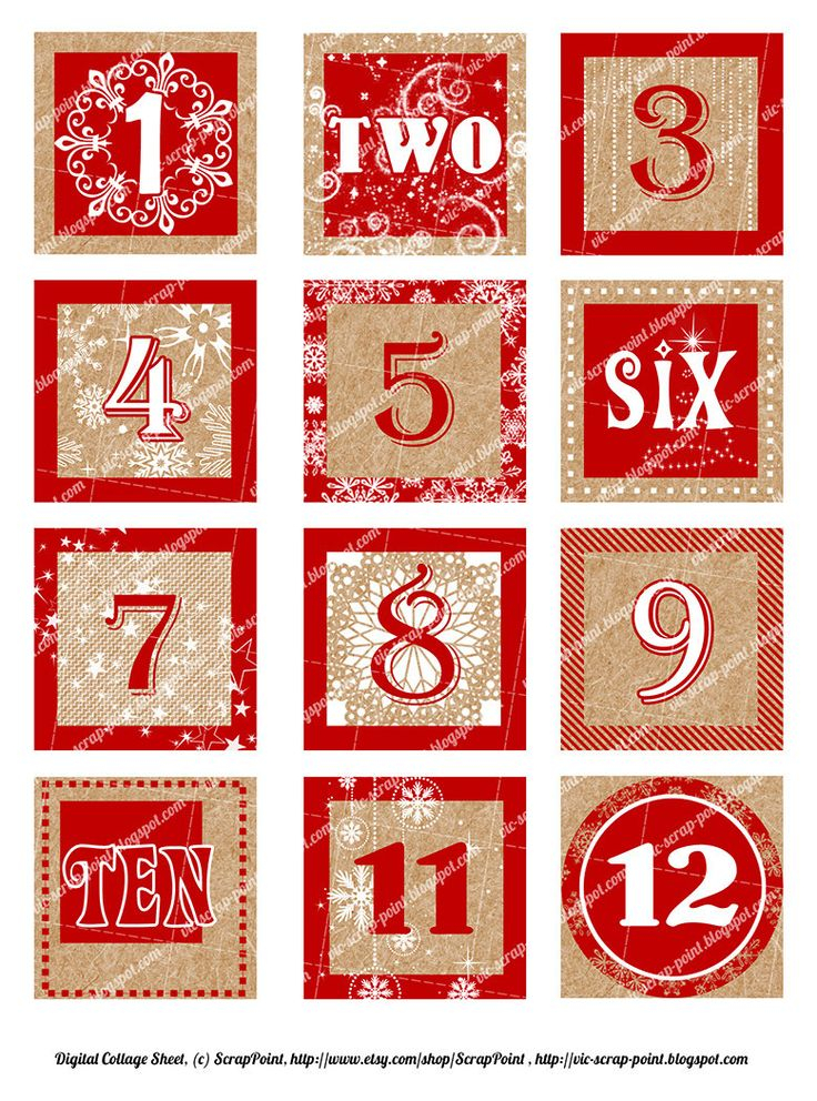 Printable DECEMBER DAILY NUMBERS Red 3 2 1 5 Or 1 Inch 