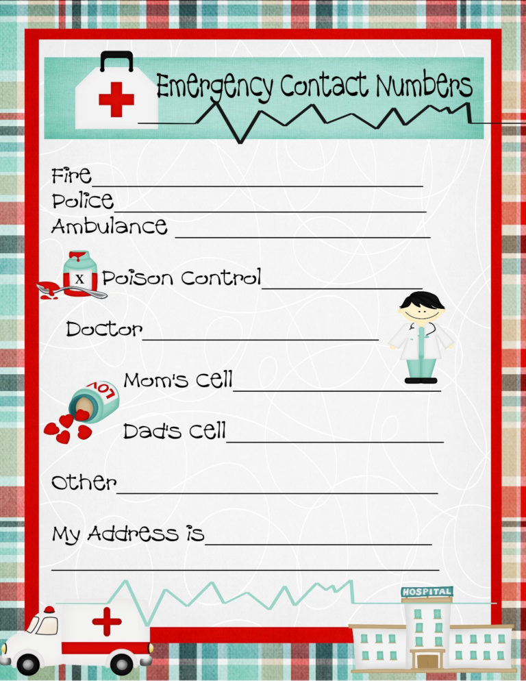 Printable Emergency Contact Numbers Template Girl Scout