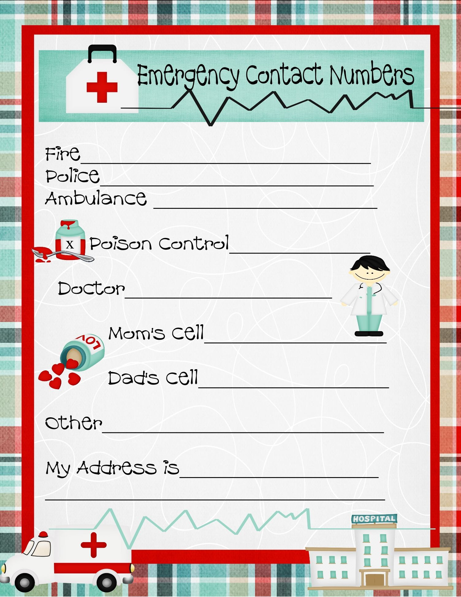 Printable Emergency Contact Numbers Template Girl Scout 