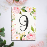 Printable Floral Wedding Table Numbers 5x7 Table Numbers 1