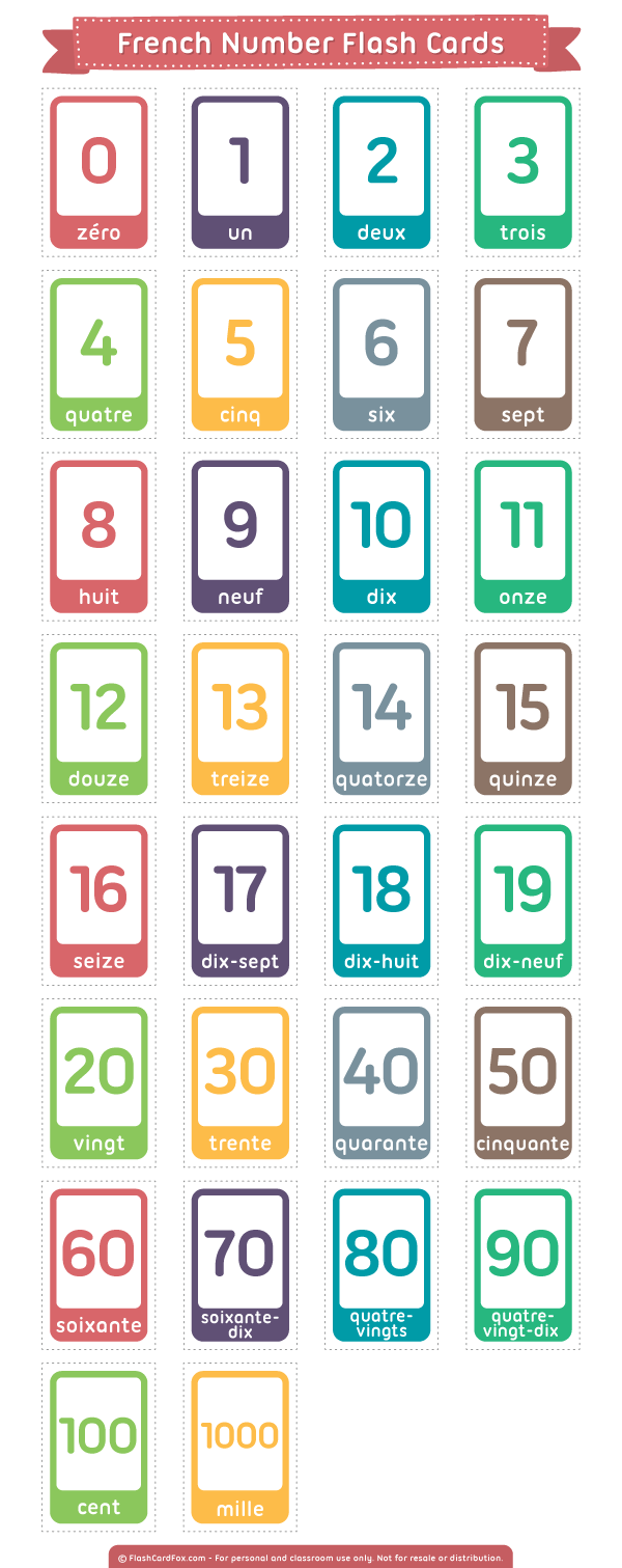 Printable French Number Flash Cards Printable French Number Flash Cards