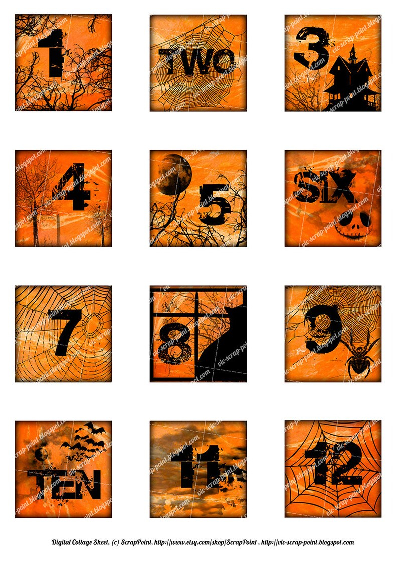 Printable HALLOWEEN DAILY NUMBERS Squares 2 1 5 Or 1 Inch 