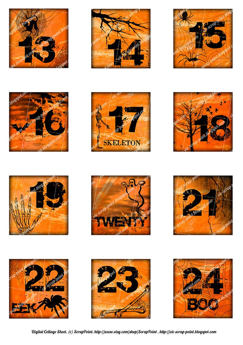 Printable HALLOWEEN DAILY NUMBERS Squares 2 1 5 Or 1 Inch 