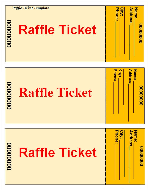 Printable Numbered Raffle Tickets Pdf