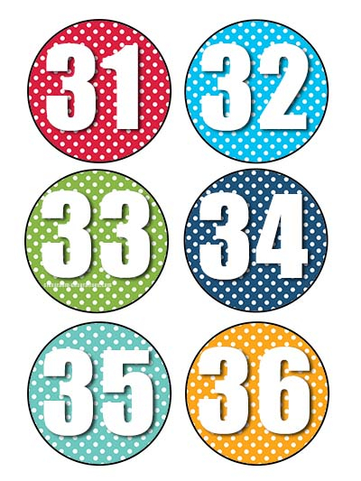 Printable Numbers 31 To 36 For Colorful Engaging 
