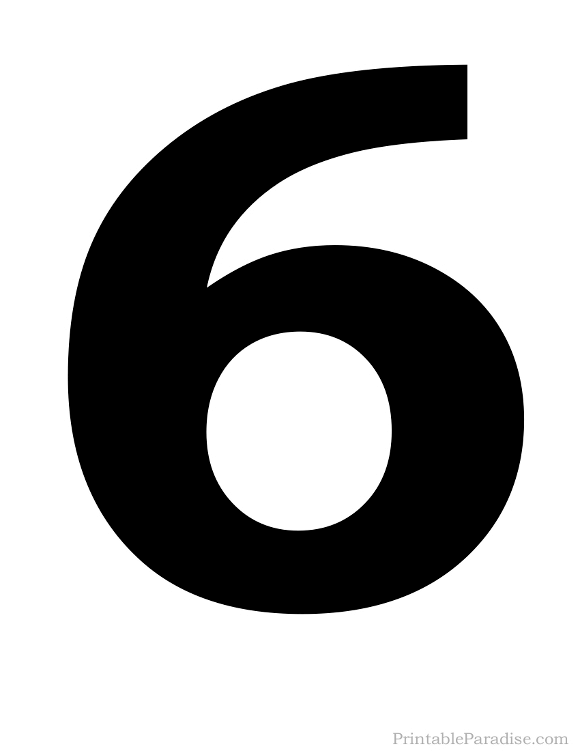 Printable Solid Black Number 6 Silhouette Numbers Baby 