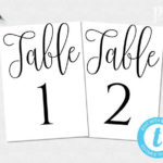 Printable Wedding Number Template Calligraphy Table Number