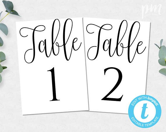 Printable Wedding Number Template Calligraphy Table Number Printable Wedding Number Template Calligraphy Table Number
