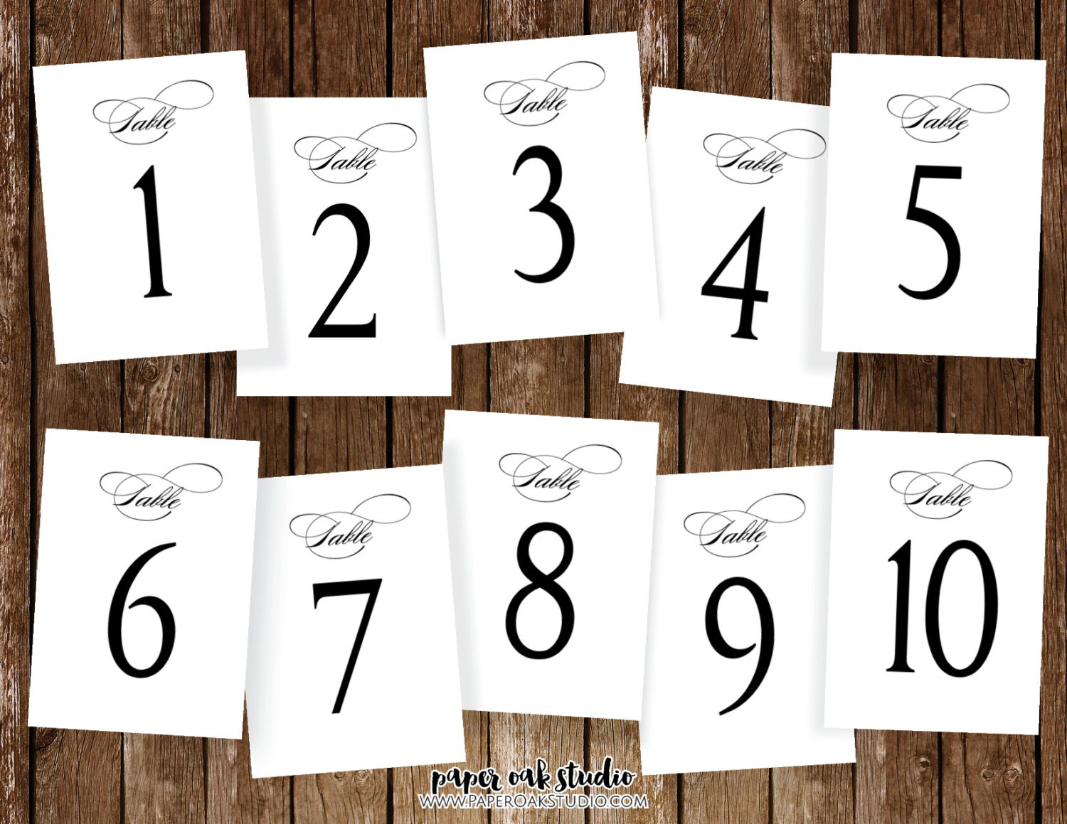 Printable Wedding Table Numbers 1 10 5x7 Classic Elegant