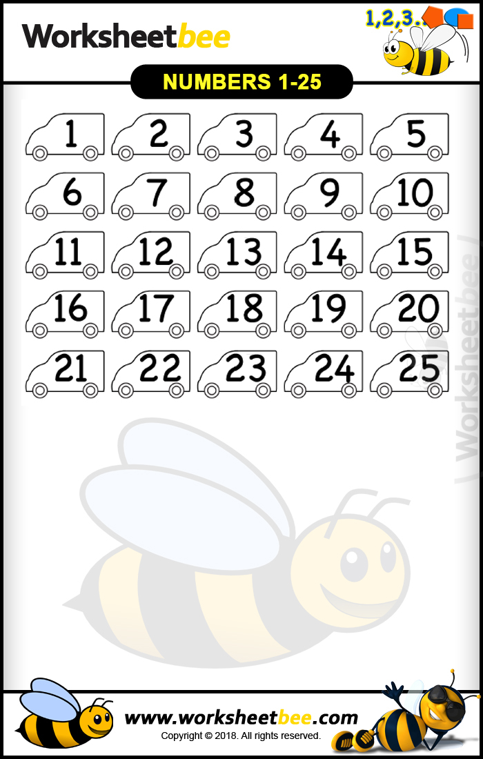 Printable Worksheet Numbers 1 25 Worksheet Bee Printable Worksheet Numbers 1 25 Worksheet Bee
