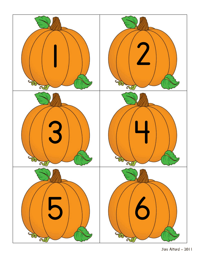 Pumpkins ordering Numbers Fall Preschool Activities 