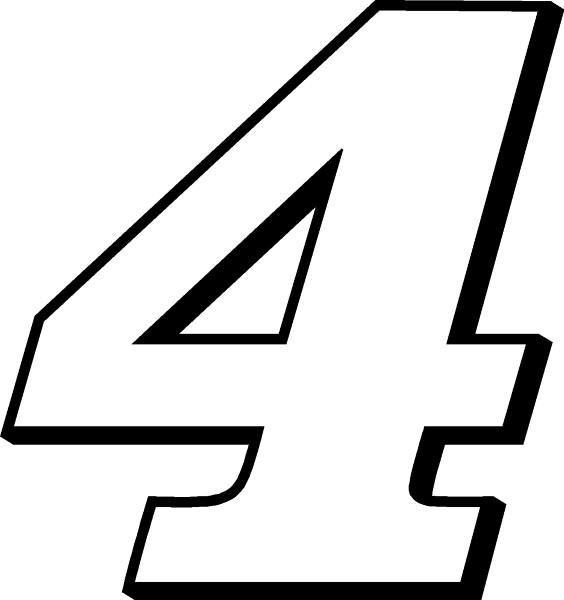 RACE NUMBER 4 DECAL STICKER OUTLINE RACE NUMBER 4 DECAL STICKER OUTLINE