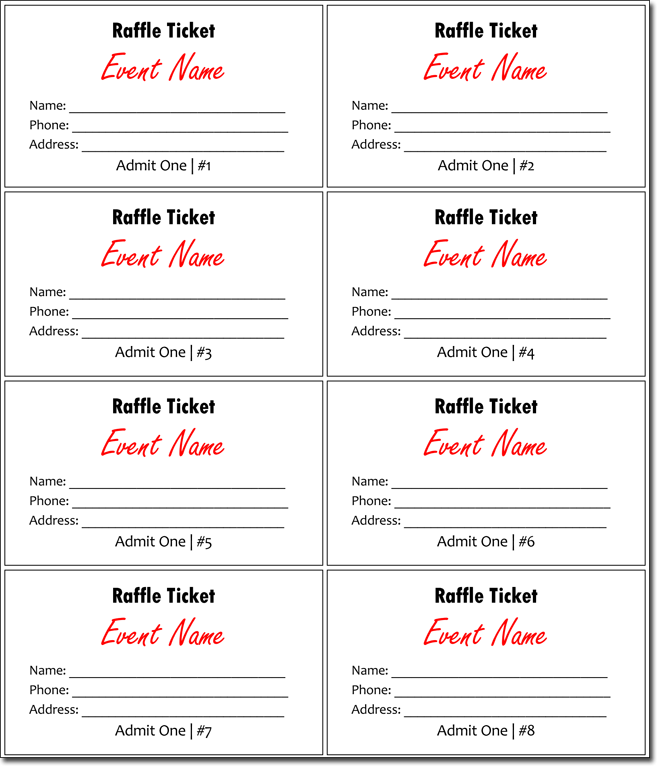 Raffle Tickets Template Raffle Ticket Template Free 