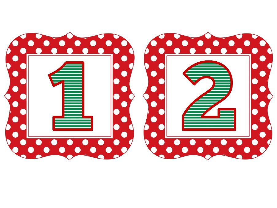 Red Polka Christmas Numbers 1 50 Christmas Lettering 