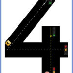 Road Numbers Math Training Game Tracing Number 4 Pre k