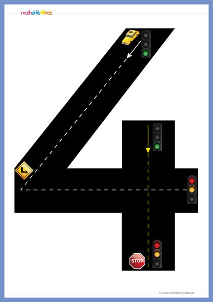 Road Numbers Math Training Game Tracing Number 4 Pre k 