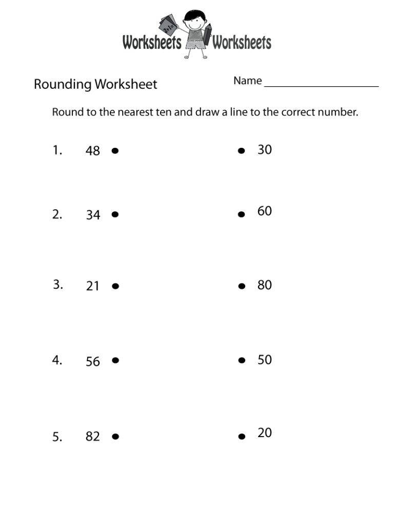 Rounding Whole Numbers Worksheet Worksheets Worksheets