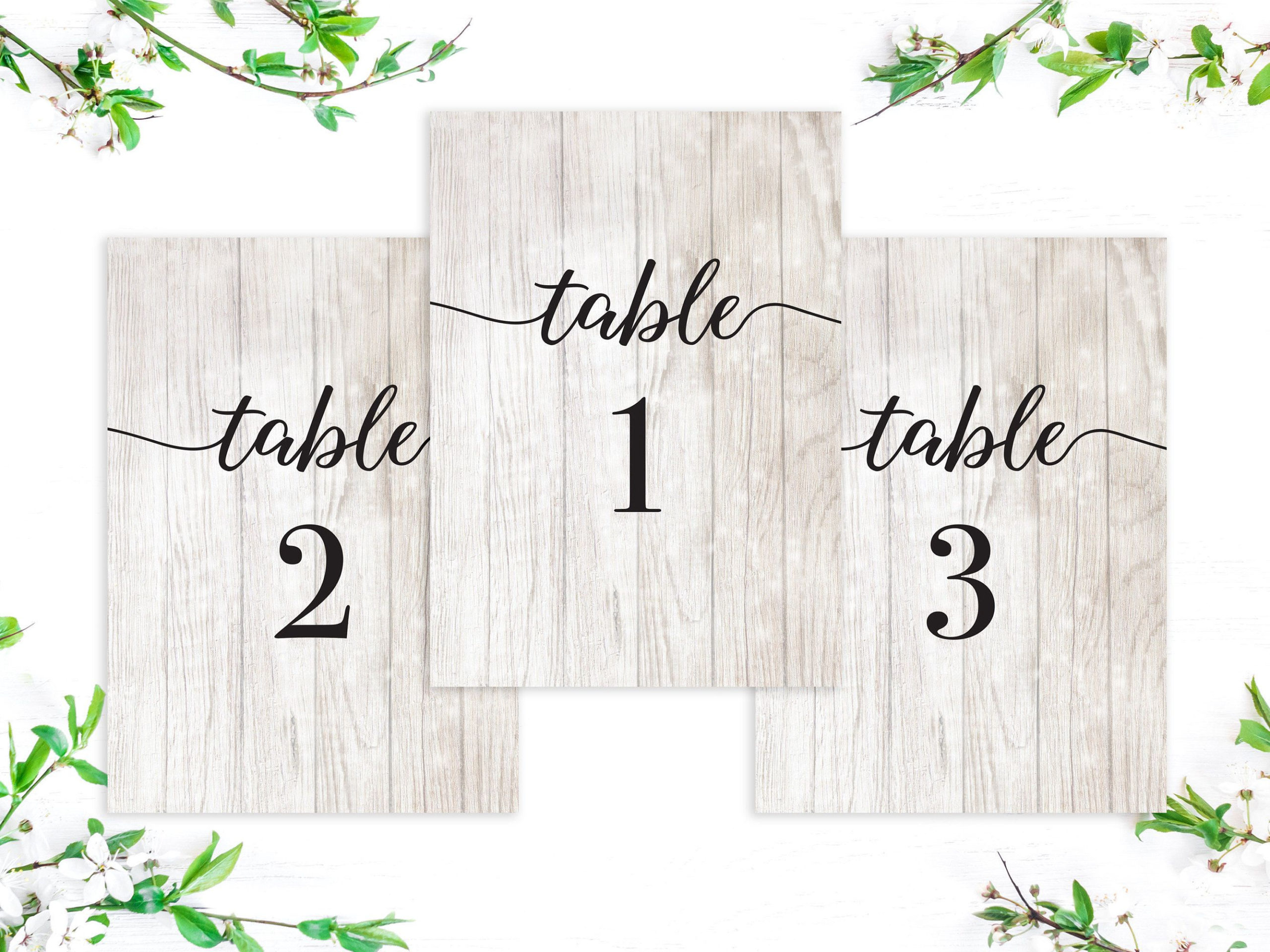 Rustic Table Numbers With Light Wood Texture Printable 