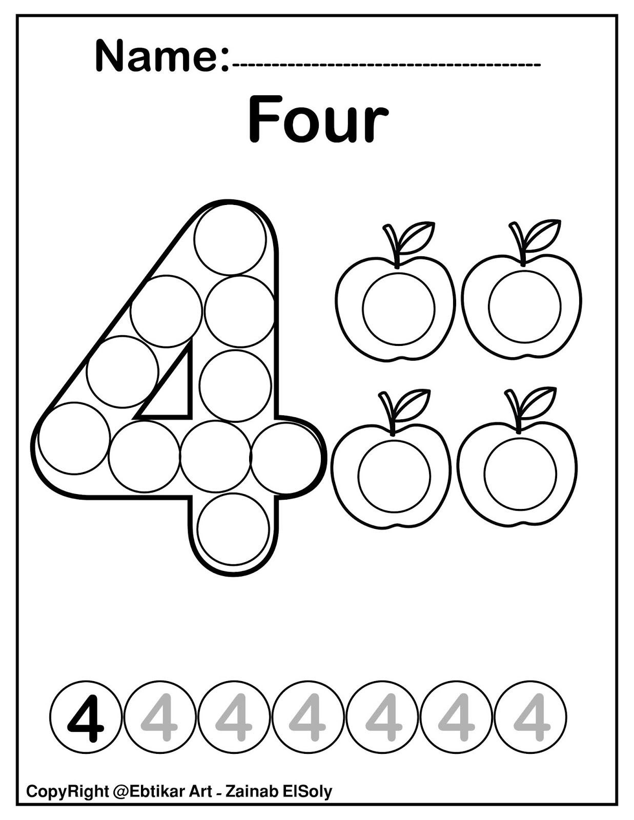 Set Of 123 Numbers Count Apples Dot Marker Activity 