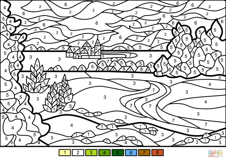 Summer Landscape Color By Number Free Printable Coloring