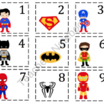 Super Hero Number Cards Preschool Printables